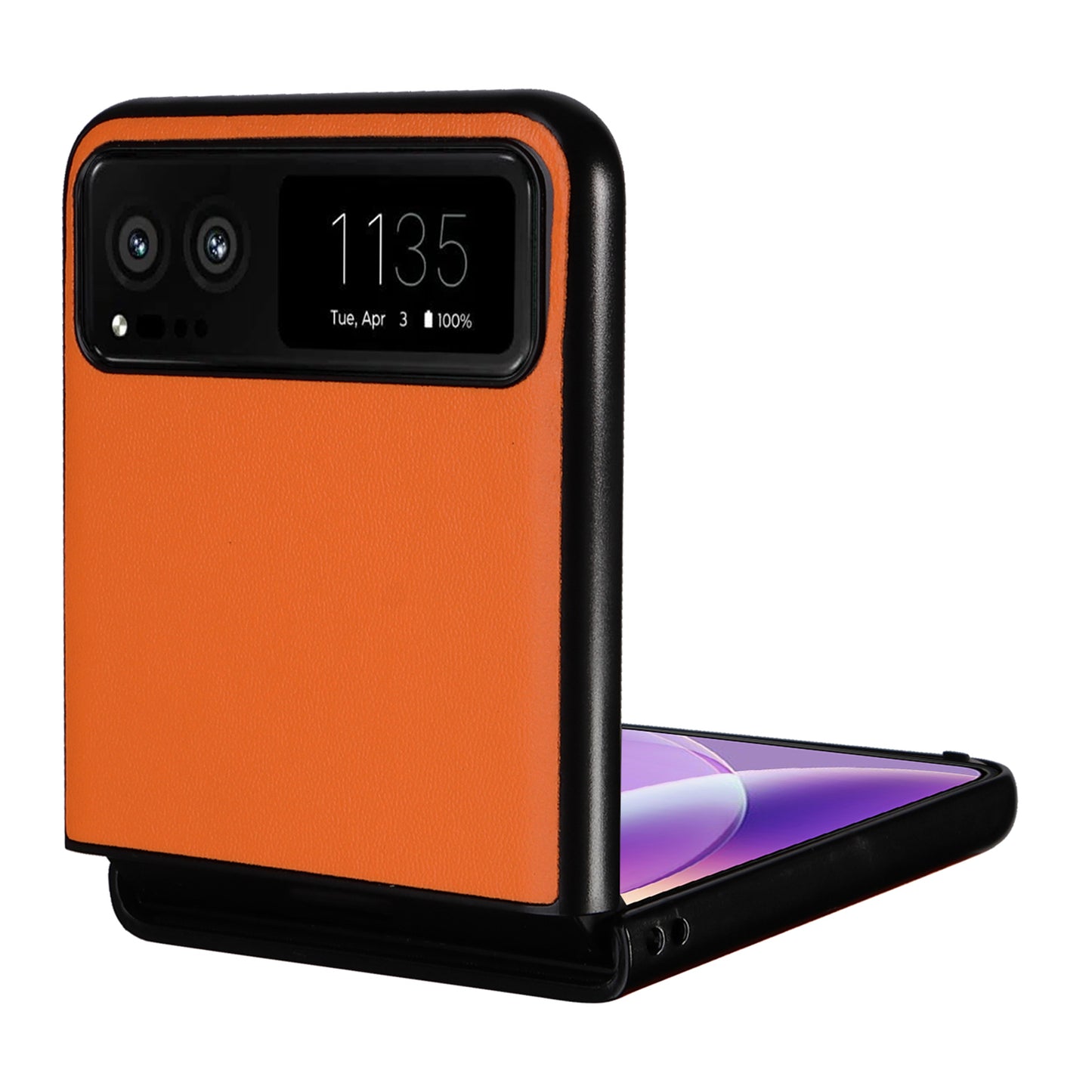 Uniqkart for Motorola Razr 40 5G Drop-proof Phone Cover Shockproof PU Leather+PC Phone Case - Orange