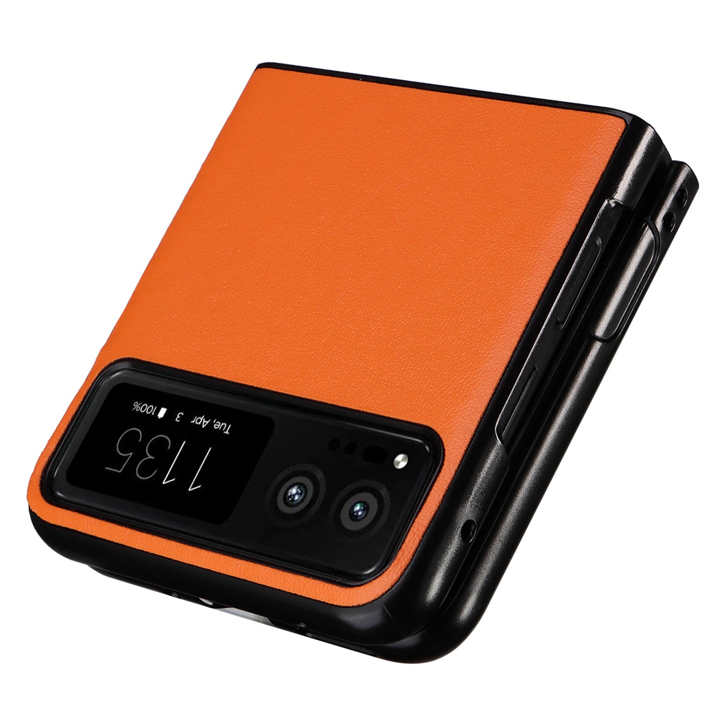 Uniqkart for Motorola Razr 40 5G Drop-proof Phone Cover Shockproof PU Leather+PC Phone Case - Orange