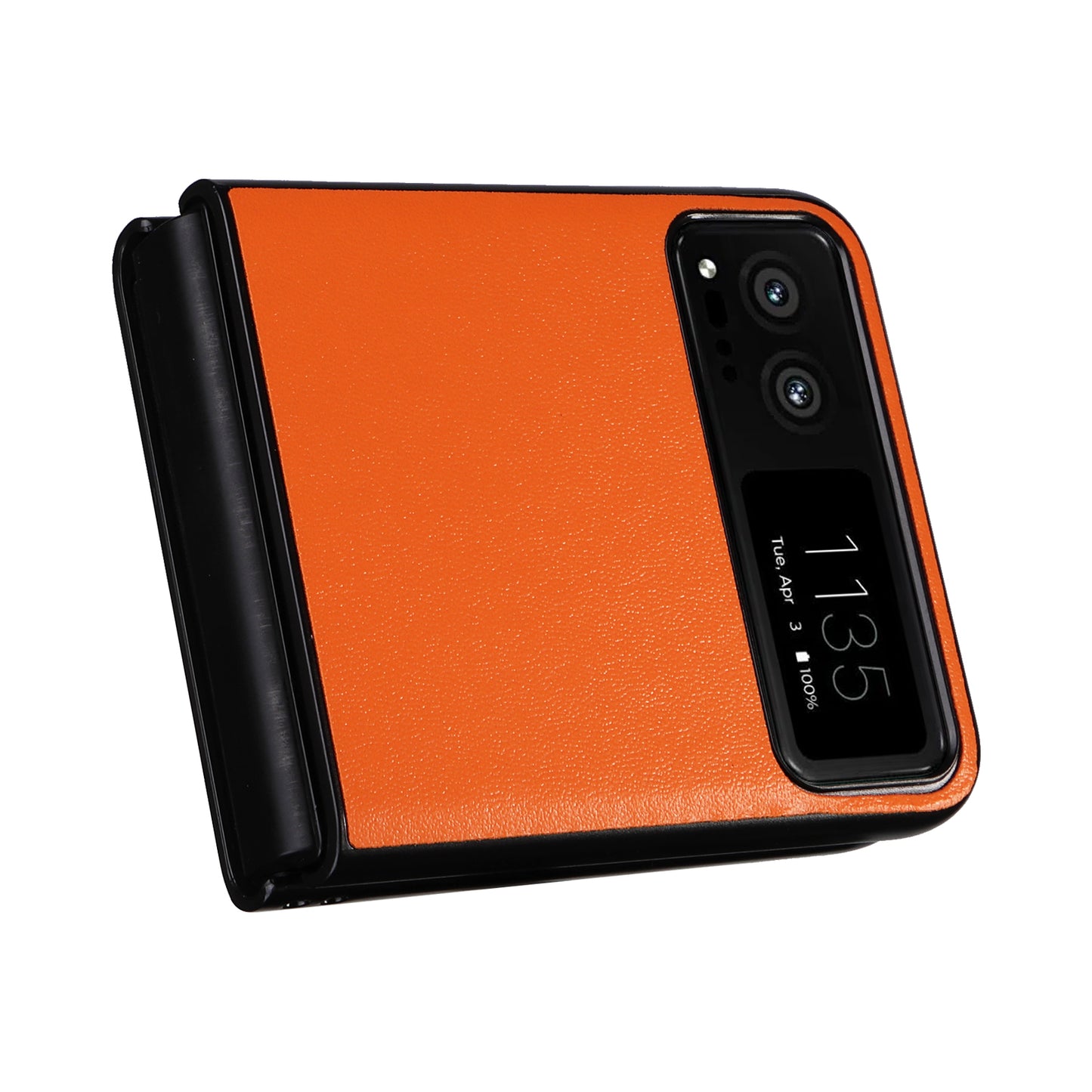 Uniqkart for Motorola Razr 40 5G Drop-proof Phone Cover Shockproof PU Leather+PC Phone Case - Orange