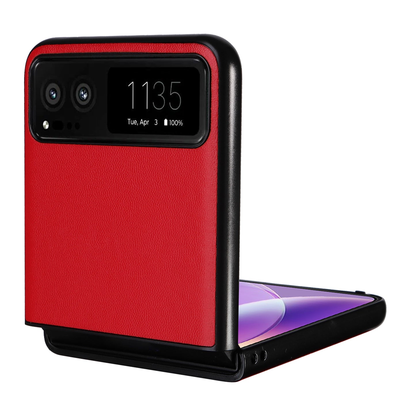 Uniqkart for Motorola Razr 40 5G Drop-proof Phone Cover Shockproof PU Leather+PC Phone Case - Red