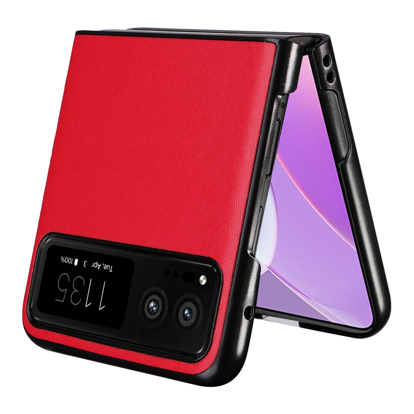 Uniqkart for Motorola Razr 40 5G Drop-proof Phone Cover Shockproof PU Leather+PC Phone Case - Red