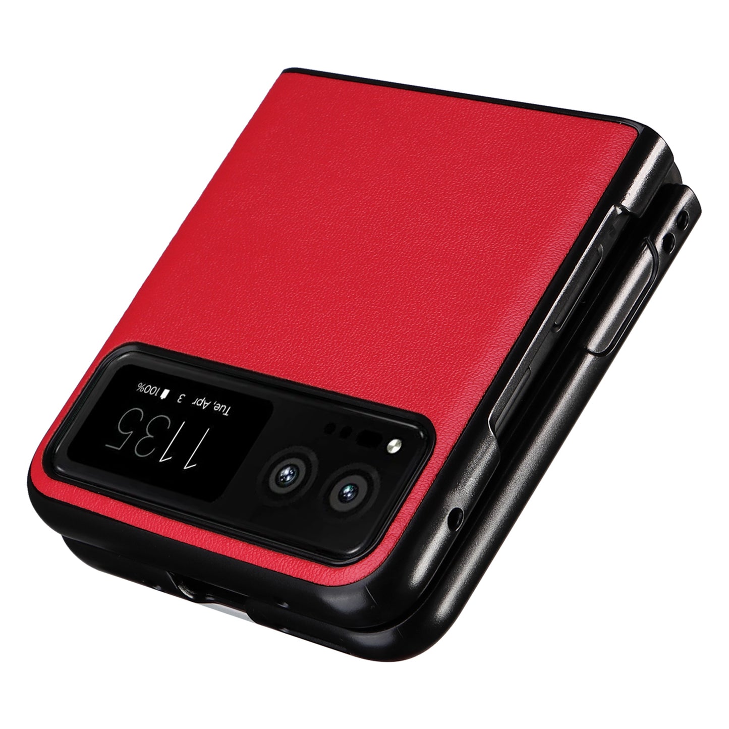 Uniqkart for Motorola Razr 40 5G Drop-proof Phone Cover Shockproof PU Leather+PC Phone Case - Red