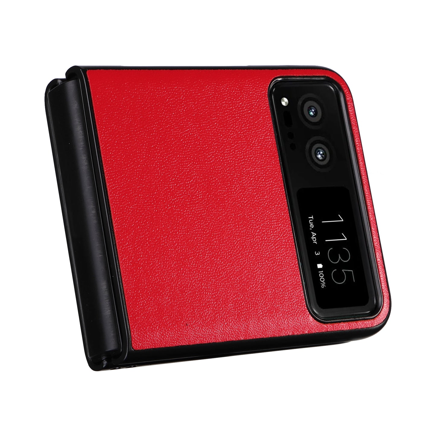 Uniqkart for Motorola Razr 40 5G Drop-proof Phone Cover Shockproof PU Leather+PC Phone Case - Red