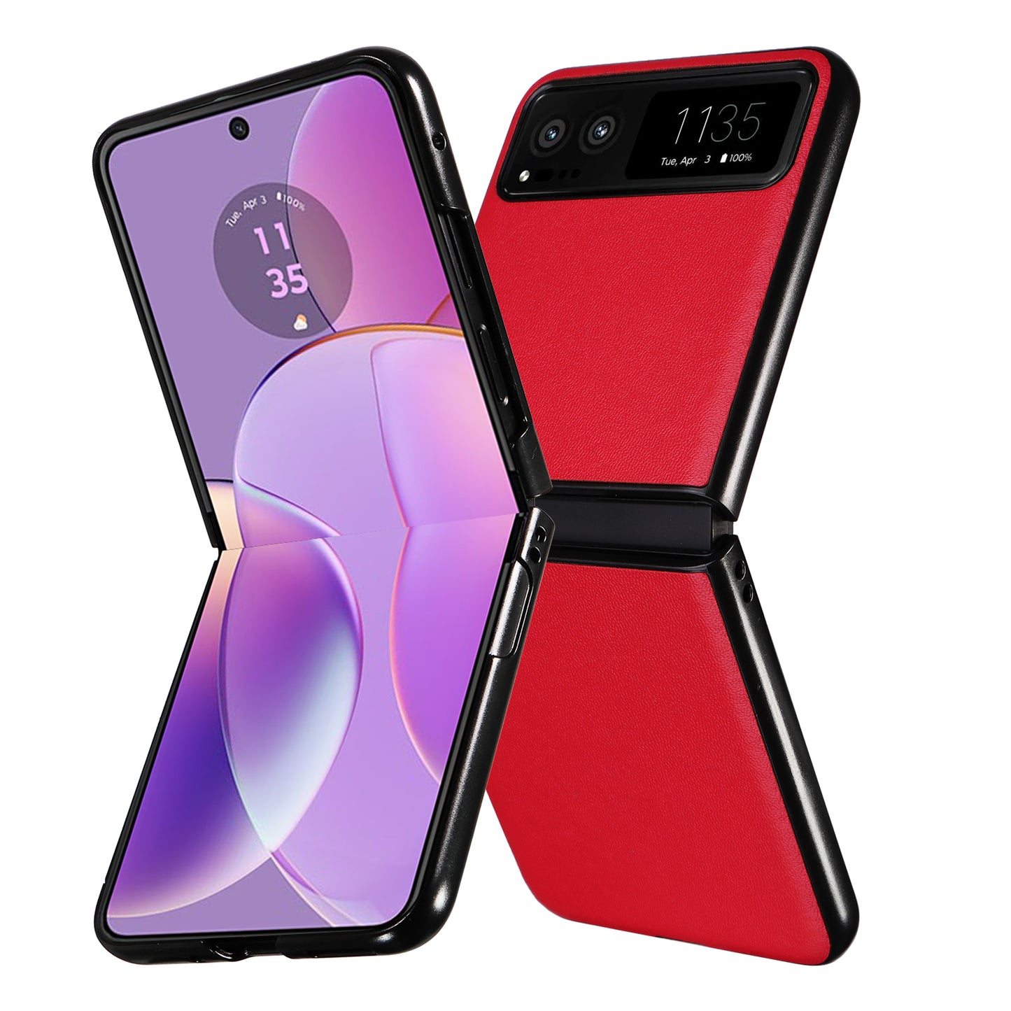 Uniqkart for Motorola Razr 40 5G Drop-proof Phone Cover Shockproof PU Leather+PC Phone Case - Red