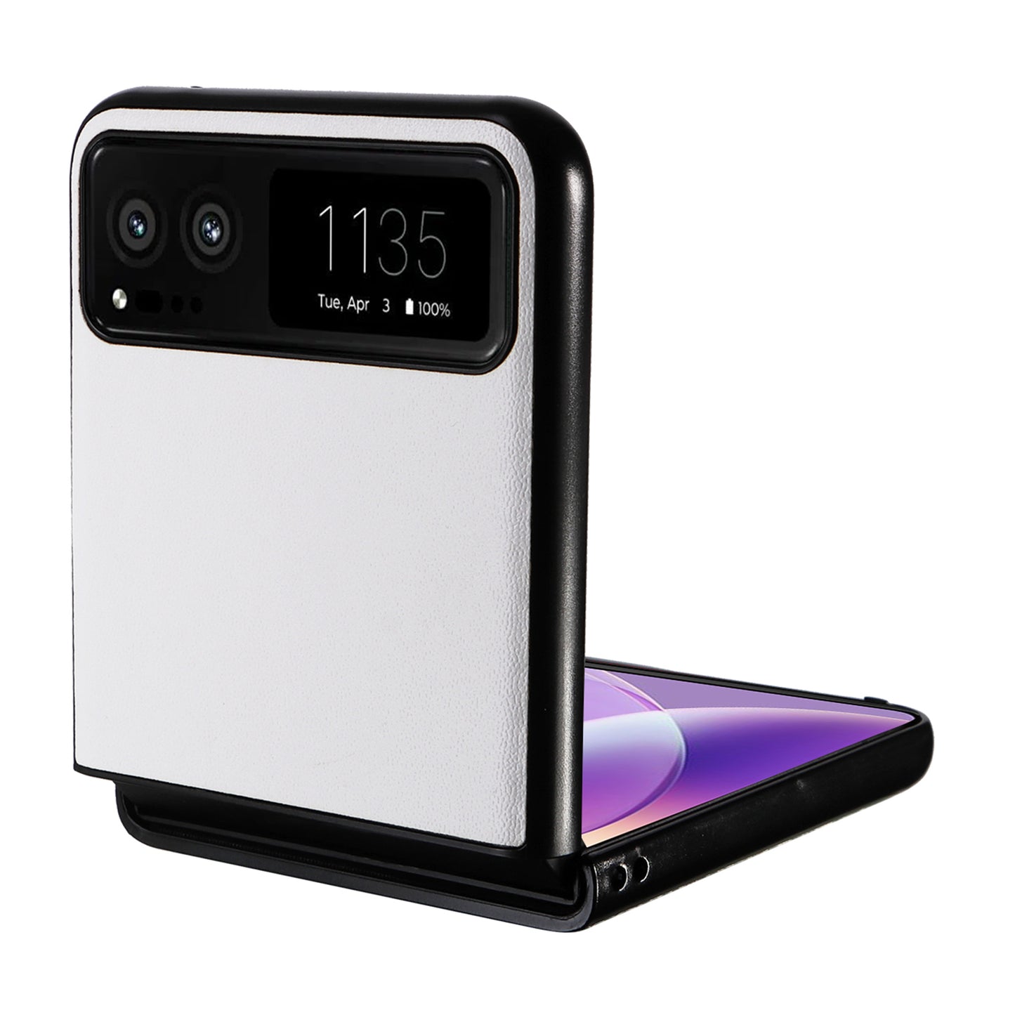 Uniqkart for Motorola Razr 40 5G Drop-proof Phone Cover Shockproof PU Leather+PC Phone Case - White