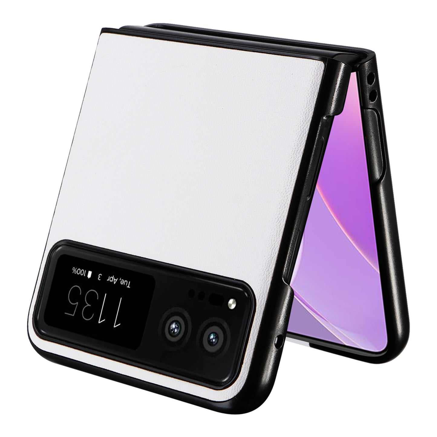 Uniqkart for Motorola Razr 40 5G Drop-proof Phone Cover Shockproof PU Leather+PC Phone Case - White