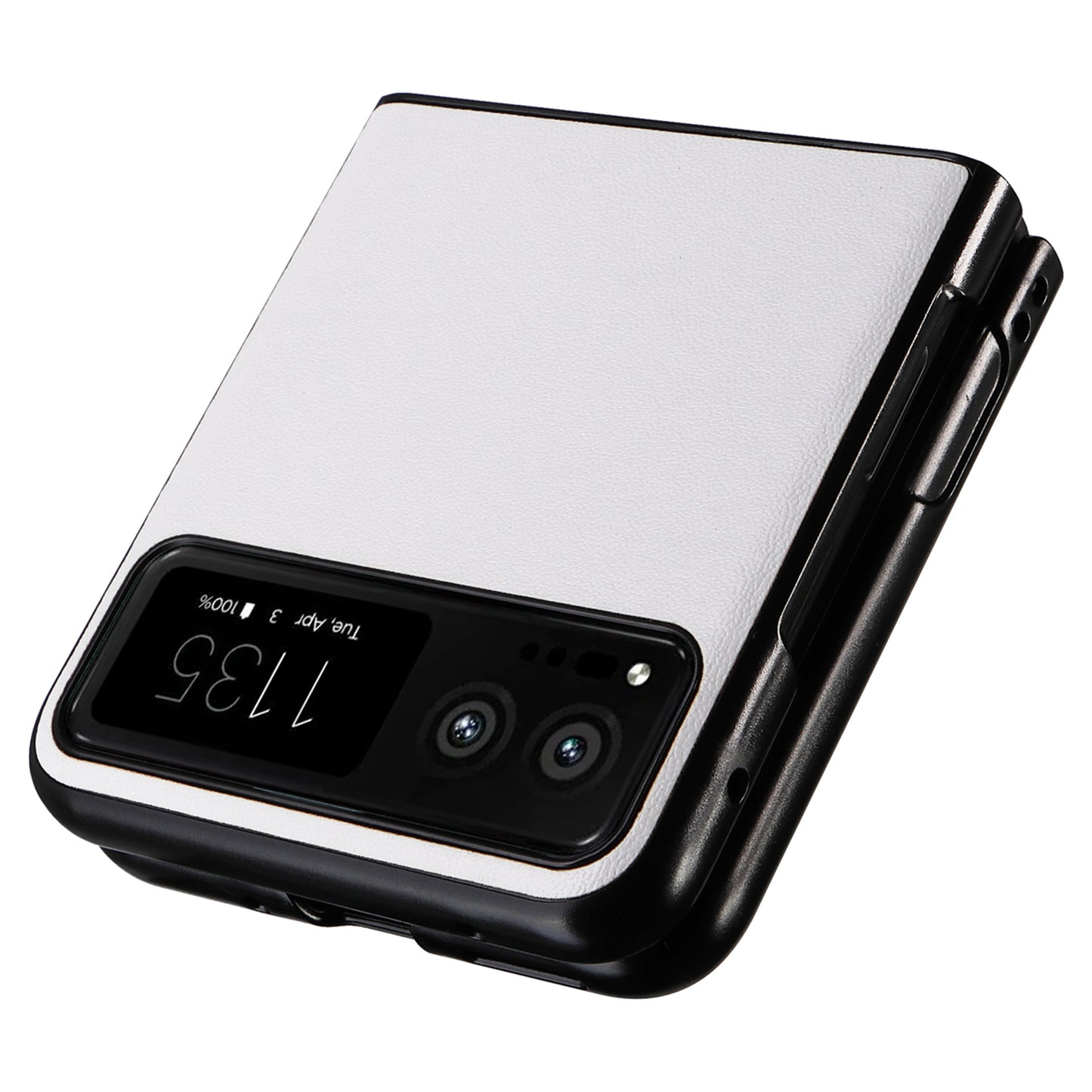 Uniqkart for Motorola Razr 40 5G Drop-proof Phone Cover Shockproof PU Leather+PC Phone Case - White