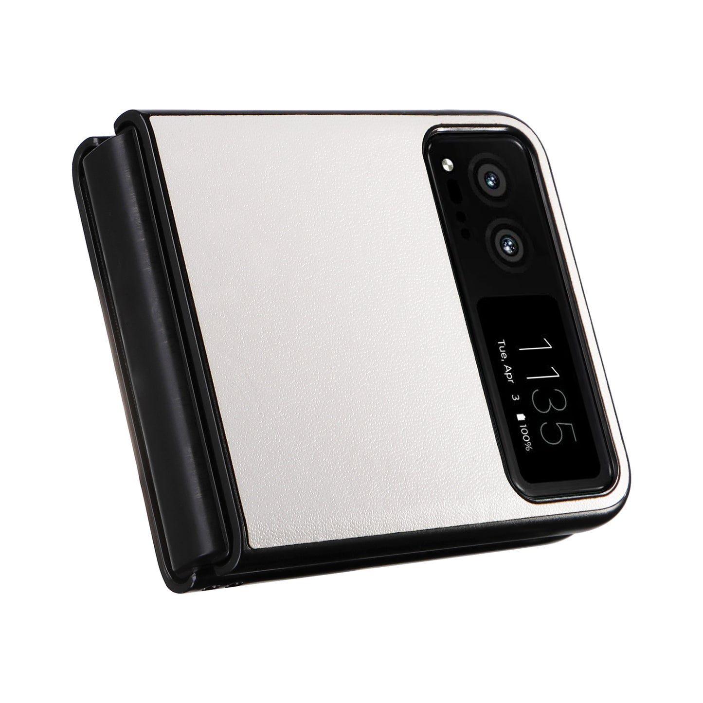 Uniqkart for Motorola Razr 40 5G Drop-proof Phone Cover Shockproof PU Leather+PC Phone Case - White