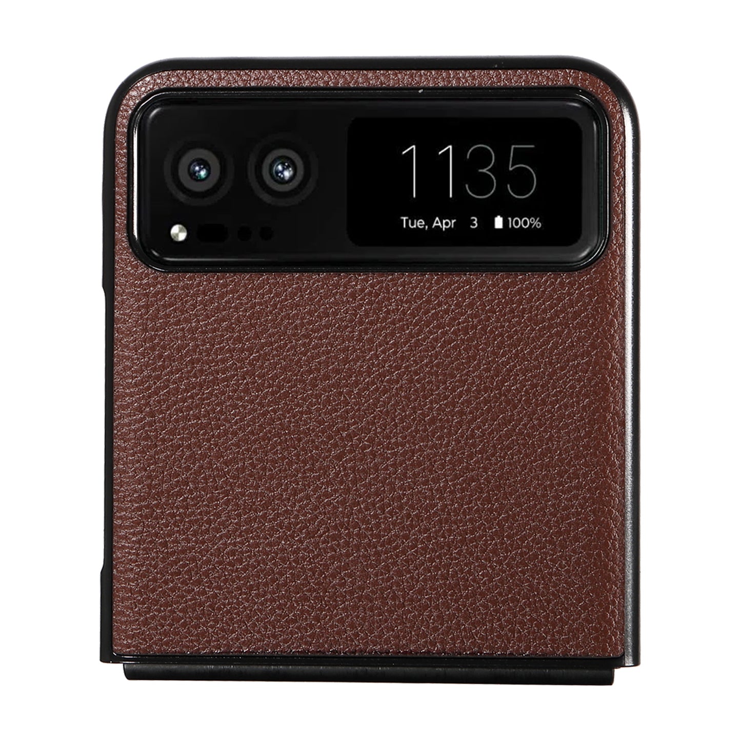 Uniqkart for Motorola Razr 40 5G Litchi Texture Phone Case PU Leather Coated PC Anti-drop Cover - Brown