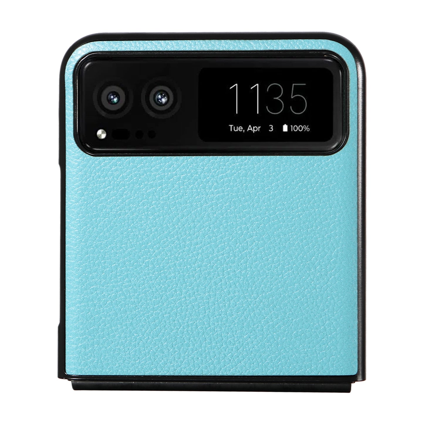 Uniqkart for Motorola Razr 40 5G Litchi Texture Phone Case PU Leather Coated PC Anti-drop Cover - Baby Blue