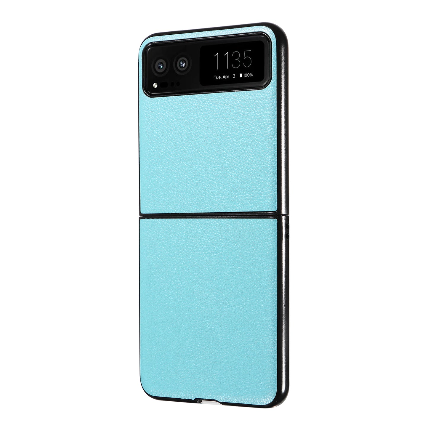 Uniqkart for Motorola Razr 40 5G Litchi Texture Phone Case PU Leather Coated PC Anti-drop Cover - Baby Blue