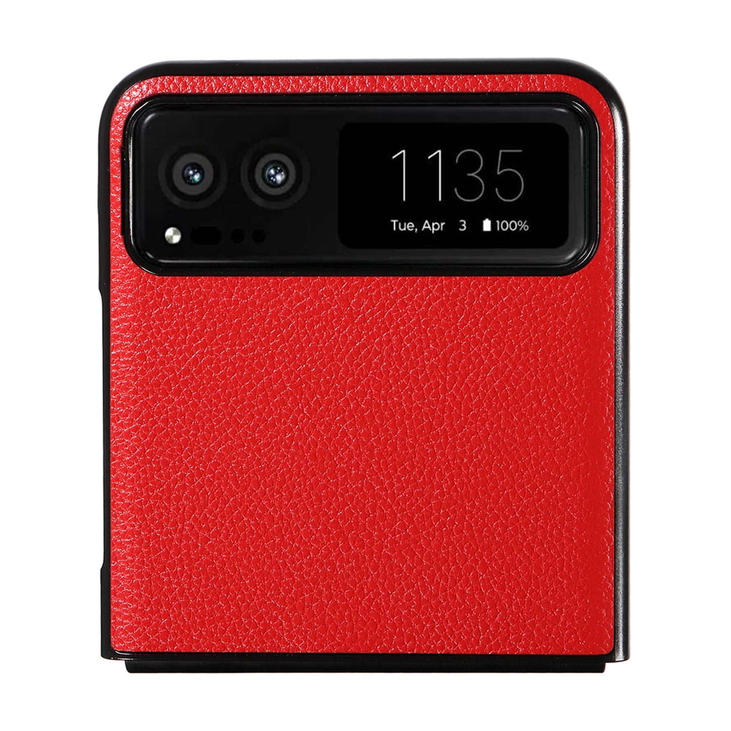 Uniqkart for Motorola Razr 40 5G Litchi Texture Phone Case PU Leather Coated PC Anti-drop Cover - Red