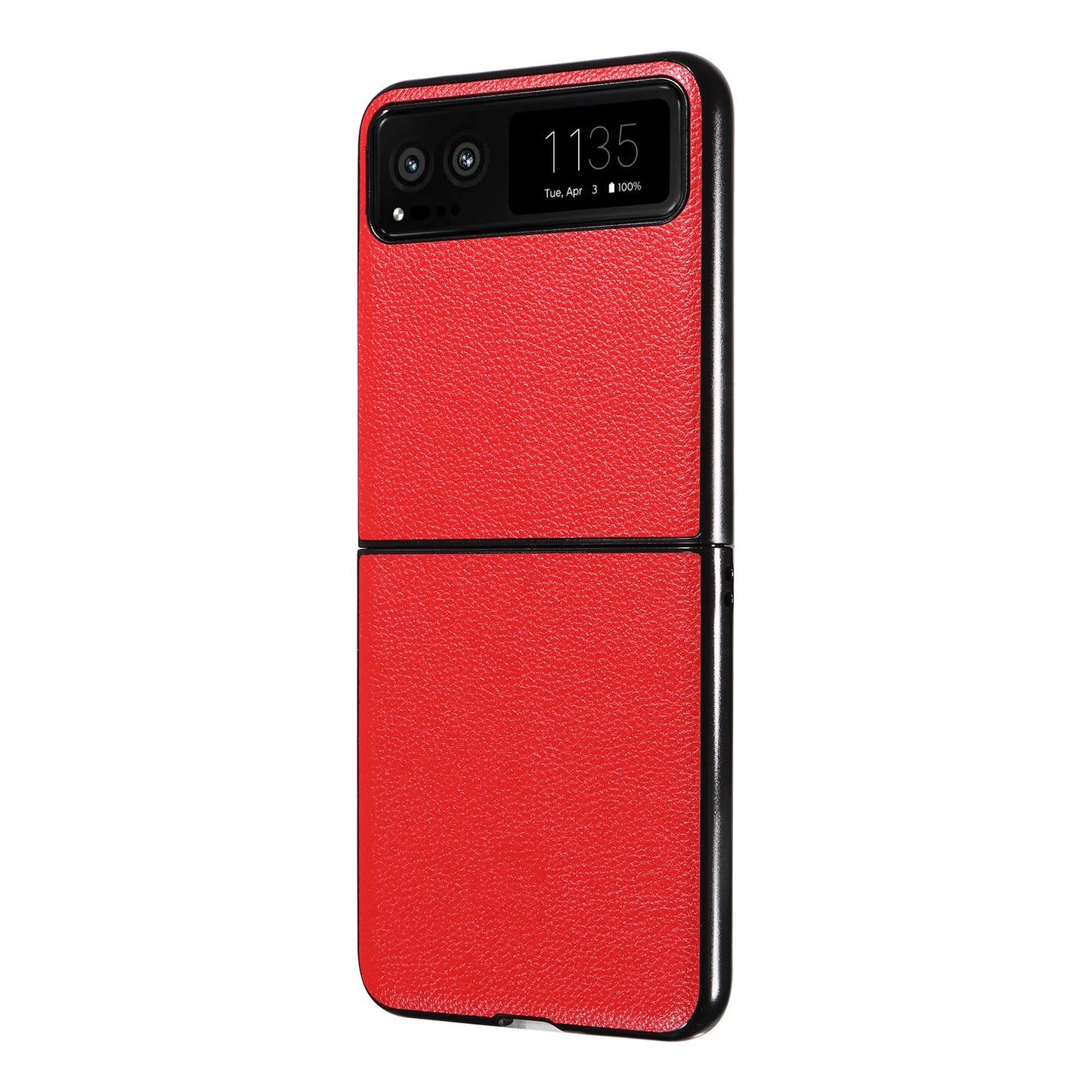 Uniqkart for Motorola Razr 40 5G Litchi Texture Phone Case PU Leather Coated PC Anti-drop Cover - Red