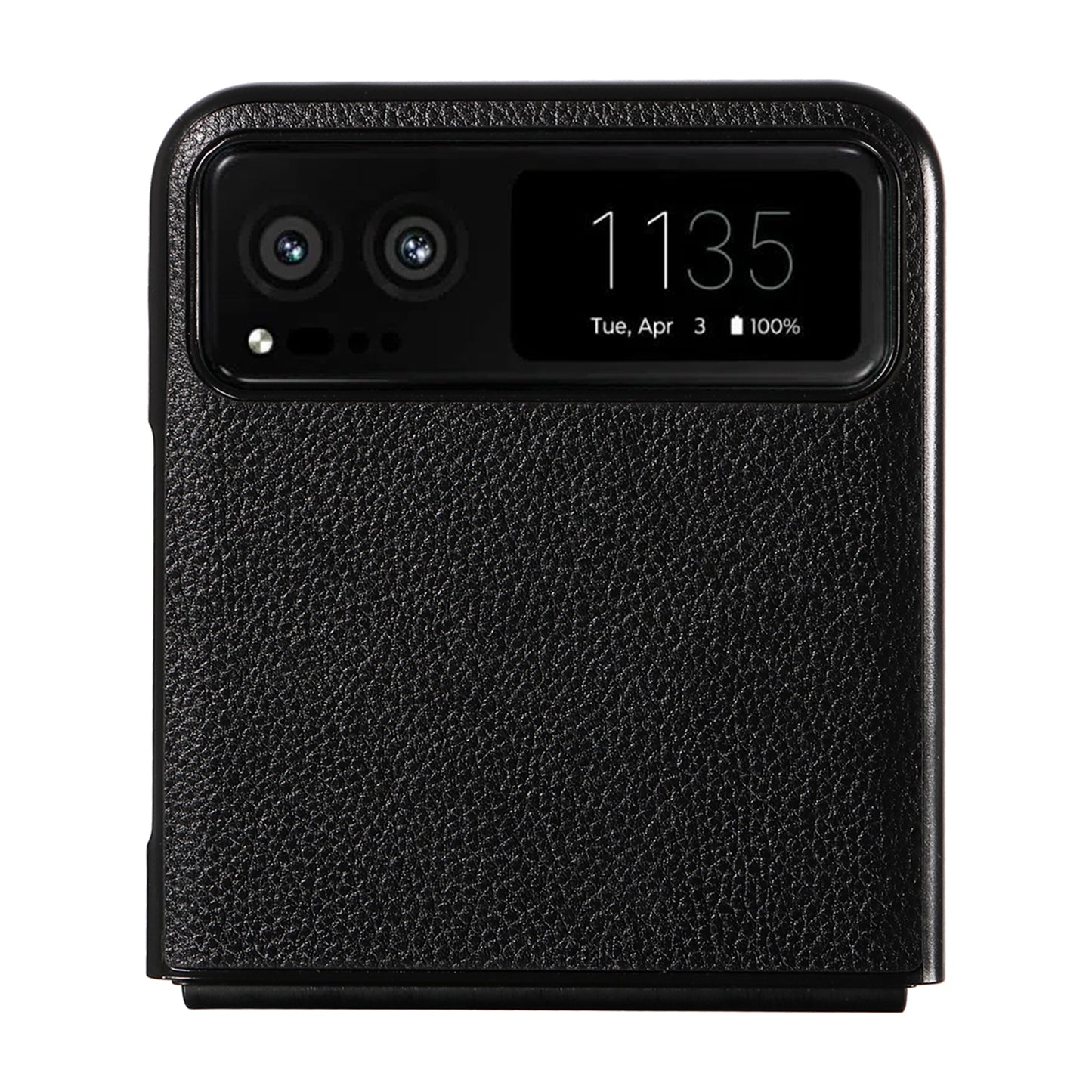 Uniqkart for Motorola Razr 40 5G Litchi Texture Phone Case PU Leather Coated PC Anti-drop Cover - Black