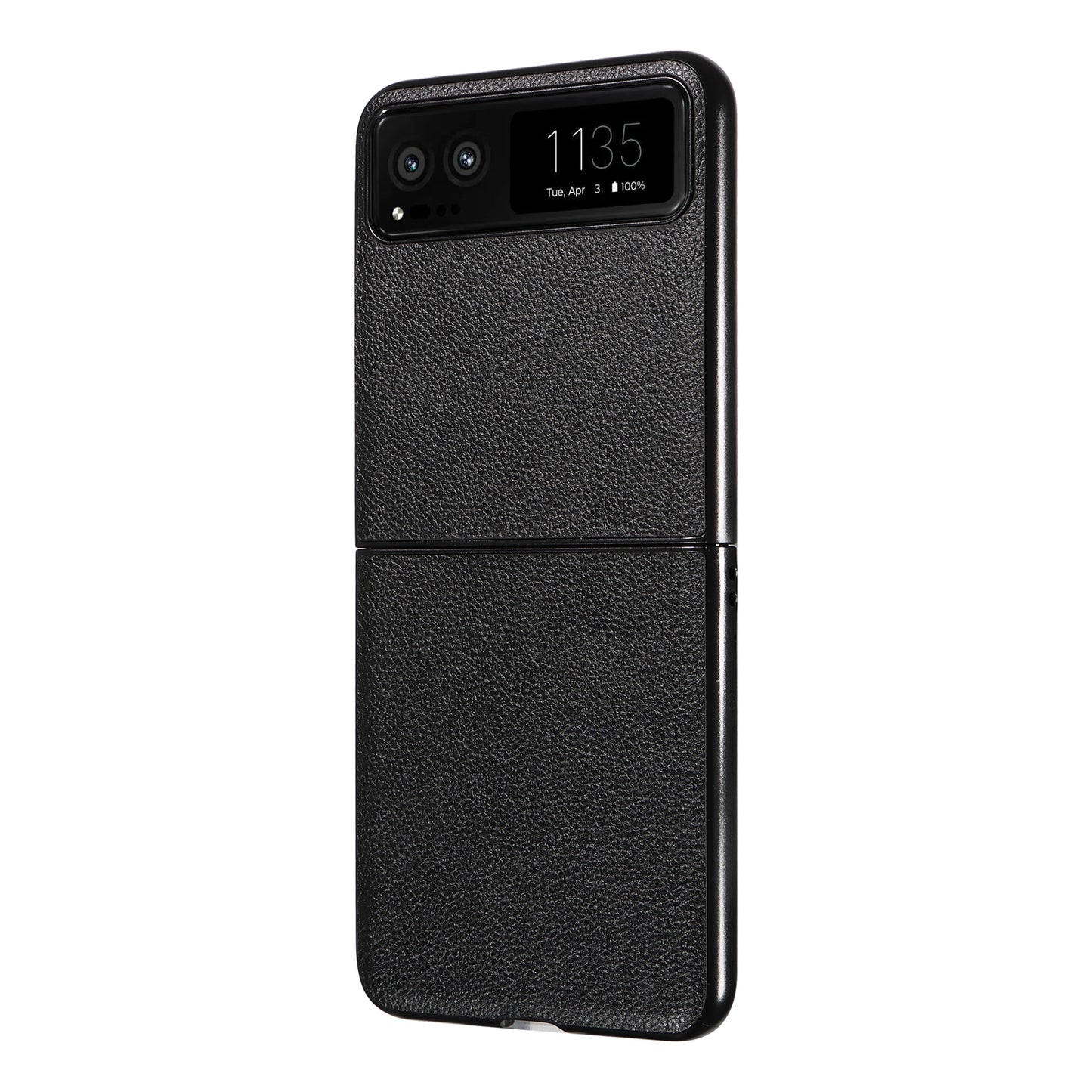 Uniqkart for Motorola Razr 40 5G Litchi Texture Phone Case PU Leather Coated PC Anti-drop Cover - Black
