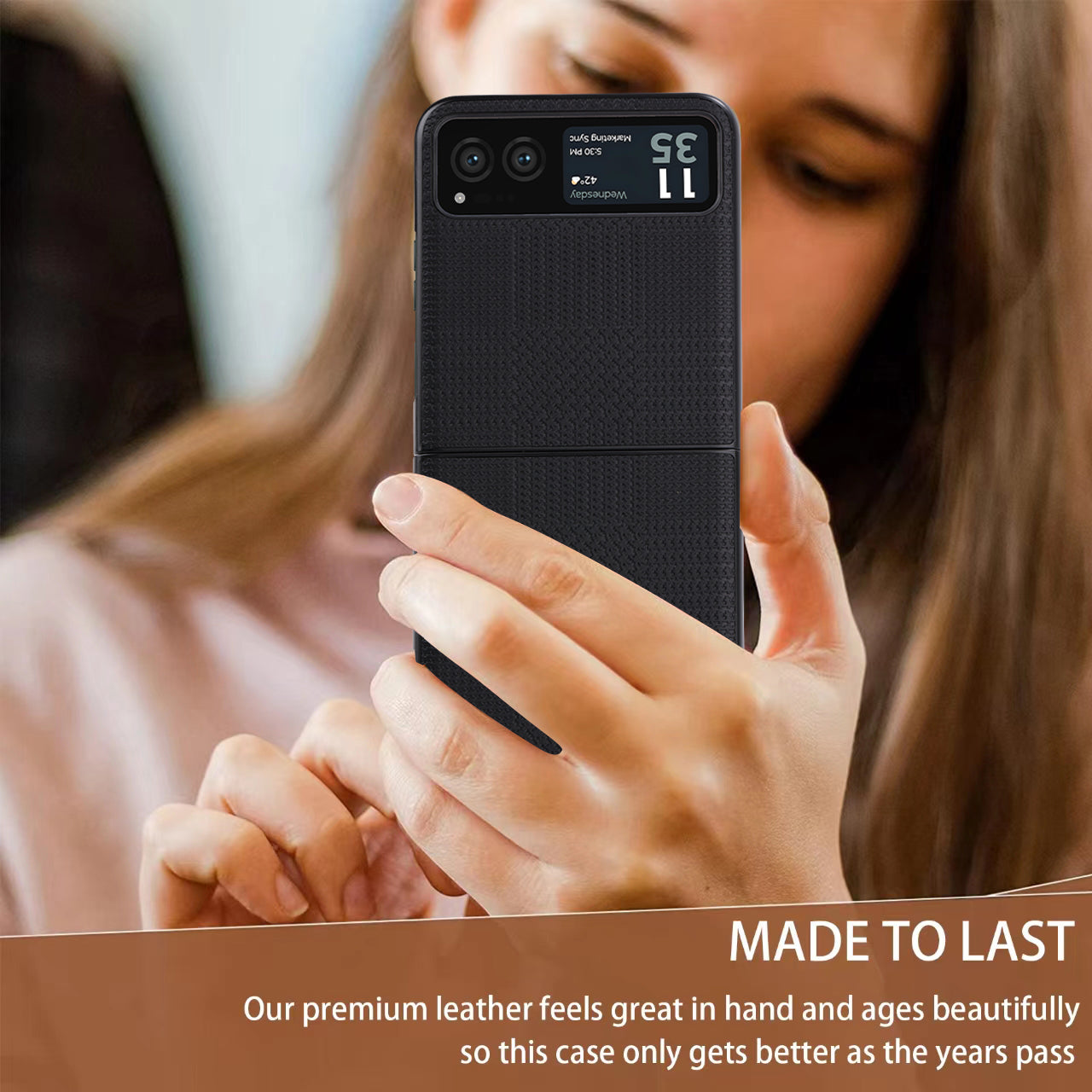 Vili TH Series For Motorola Razr 40 5G Phone Case PU Leather Coated PC+TPU Scratch-proof Cover - Black