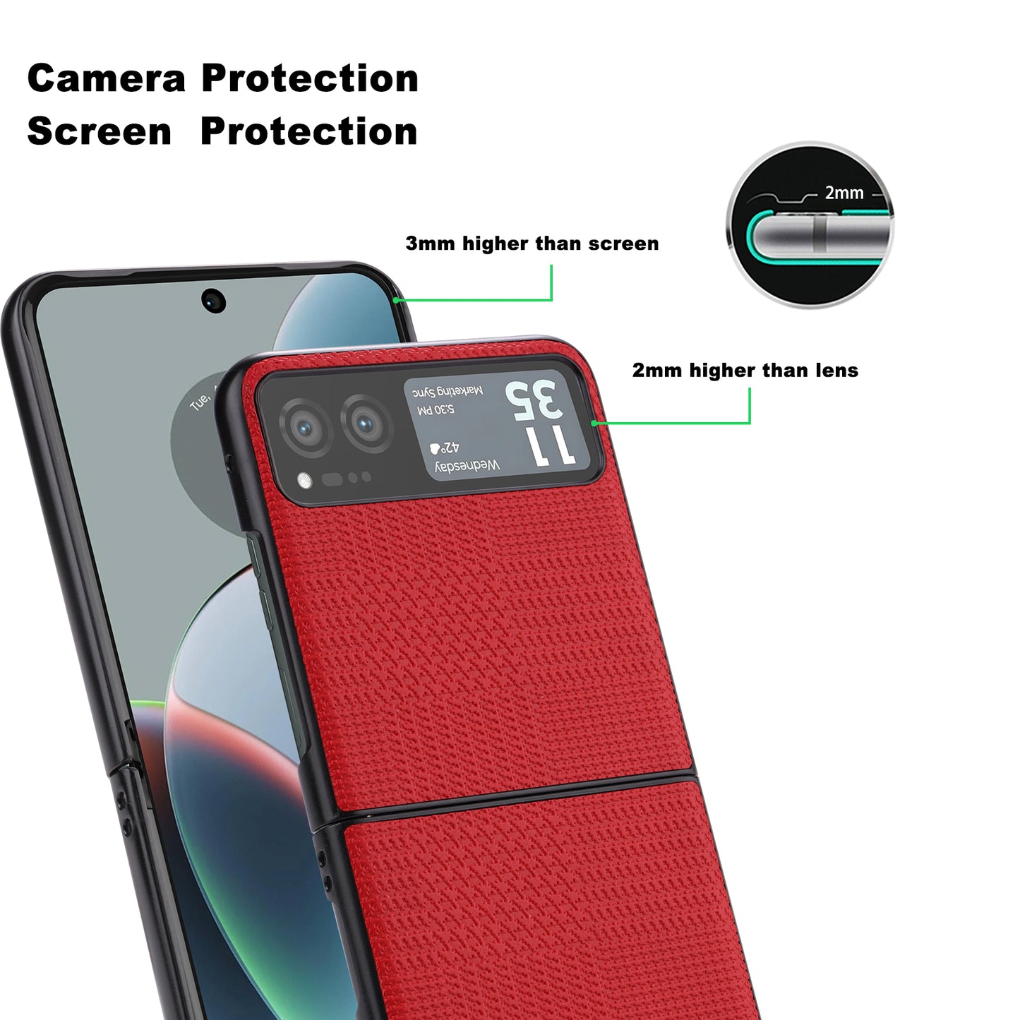 Vili TH Series For Motorola Razr 40 5G Phone Case PU Leather Coated PC+TPU Scratch-proof Cover - Red