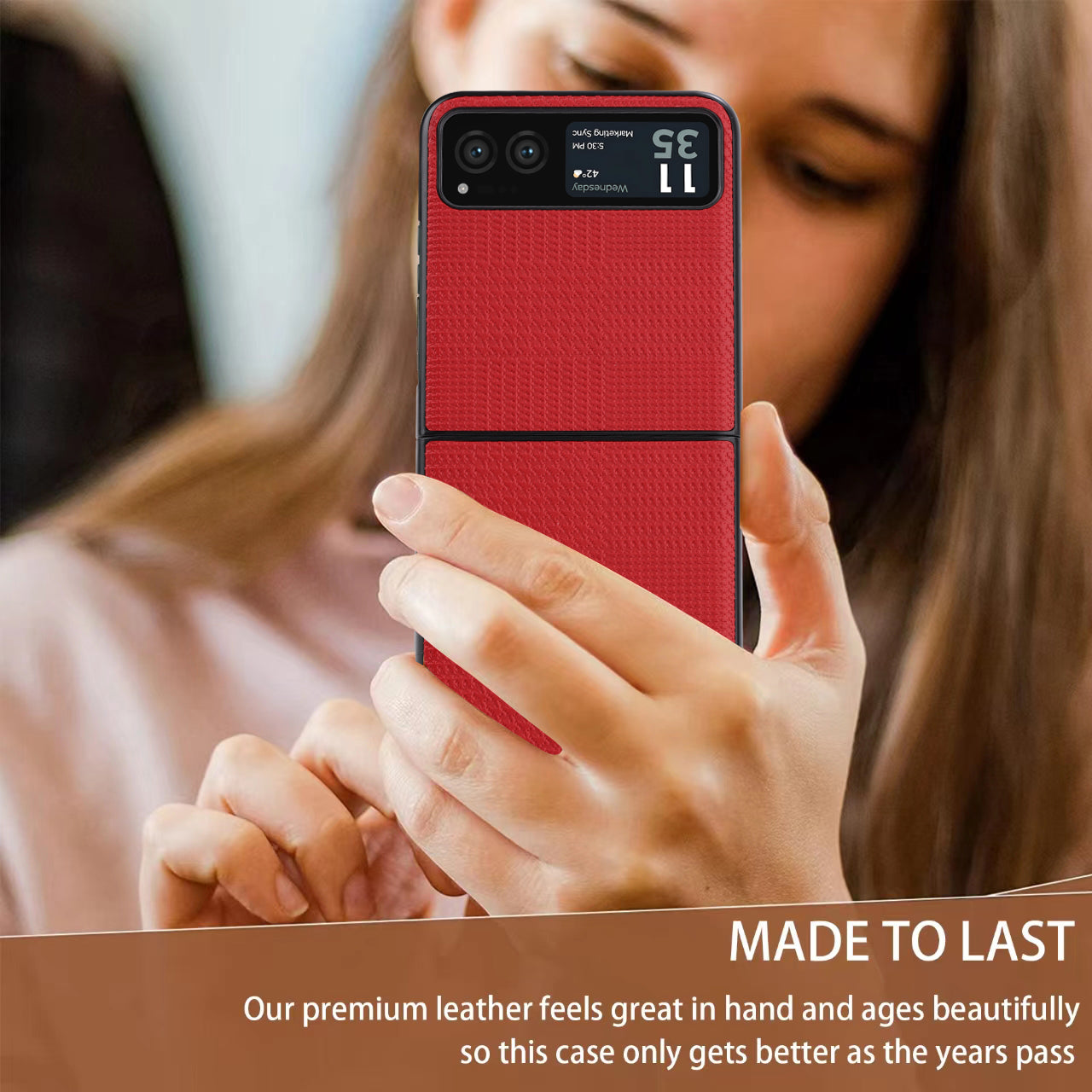 Vili TH Series For Motorola Razr 40 5G Phone Case PU Leather Coated PC+TPU Scratch-proof Cover - Red