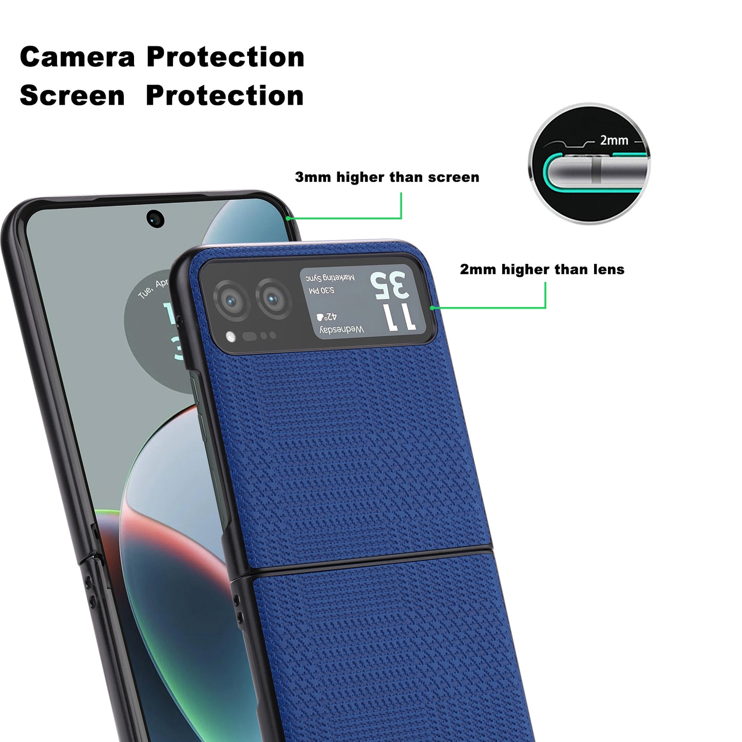 Vili TH Series For Motorola Razr 40 5G Phone Case PU Leather Coated PC+TPU Scratch-proof Cover - Blue