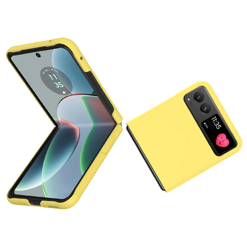 Uniqkart JS-2 Series For Motorola Razr 40 5G Protective Case Hard PC Anti-Drop Phone Cover - Yellow