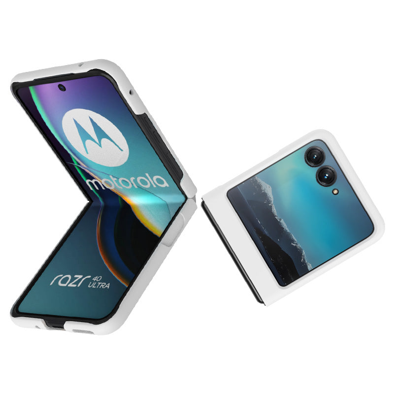 Uniqkart JS-2 Series Shockproof Case for Motorola Razr 40 Ultra 5G Anti-Drop Hard PC Phone Cover - White