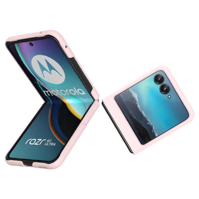 Uniqkart JS-2 Series Shockproof Case for Motorola Razr 40 Ultra 5G Anti-Drop Hard PC Phone Cover - Pink