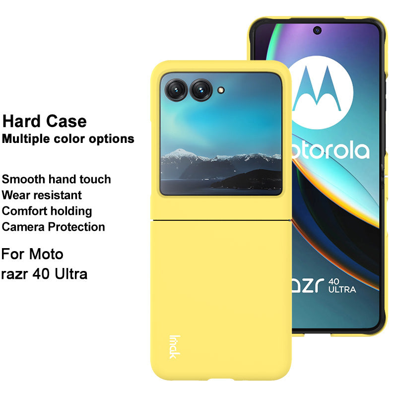 Uniqkart JS-2 Series Shockproof Case for Motorola Razr 40 Ultra 5G Anti-Drop Hard PC Phone Cover - Yellow