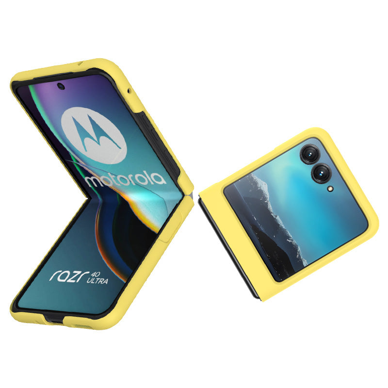 Uniqkart JS-2 Series Shockproof Case for Motorola Razr 40 Ultra 5G Anti-Drop Hard PC Phone Cover - Yellow