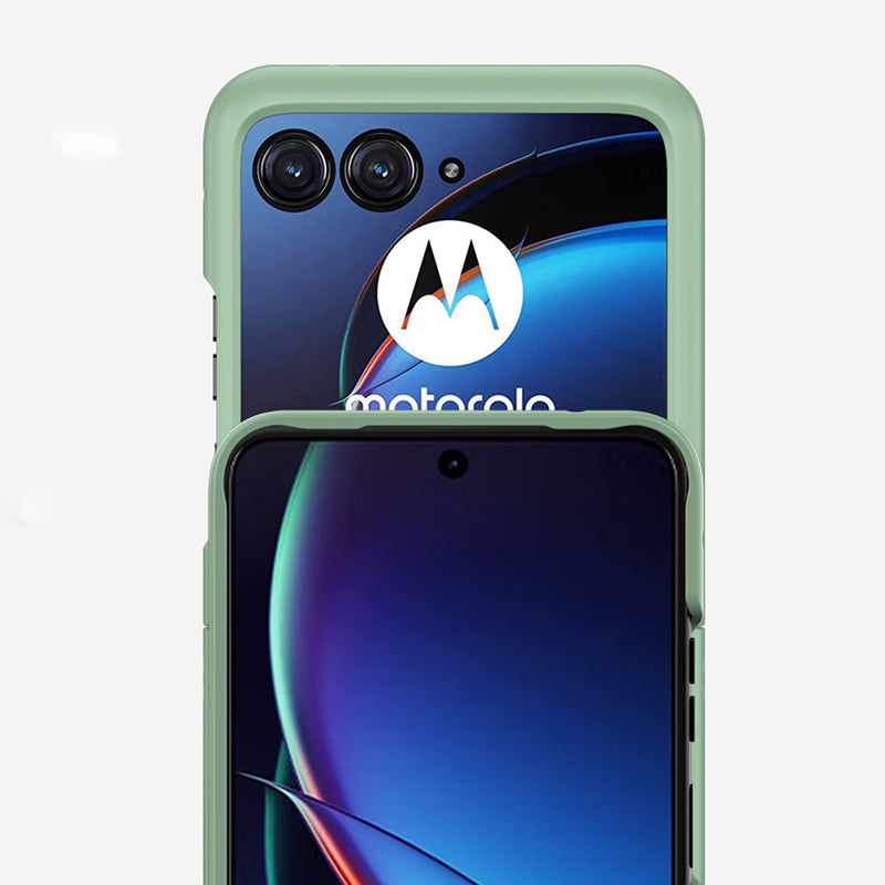 Uniqkart for Motorola Razr 40 Ultra 5G Skin-touch Phone Case Anti-Scratch Hard PC Cover with Metal Ring Holder - Light Green