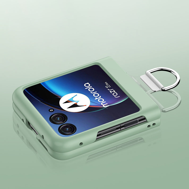 for Motorola Razr 40 Ultra 5G Skin-touch Phone Case Anti-Scratch Hard PC Cover with Metal Ring Holder - Transparent