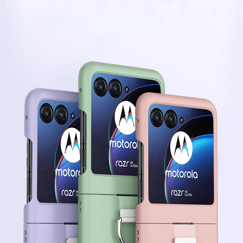 Uniqkart for Motorola Razr 40 Ultra 5G Skin-touch Phone Case Anti-Scratch Hard PC Cover with Metal Ring Holder - Purple