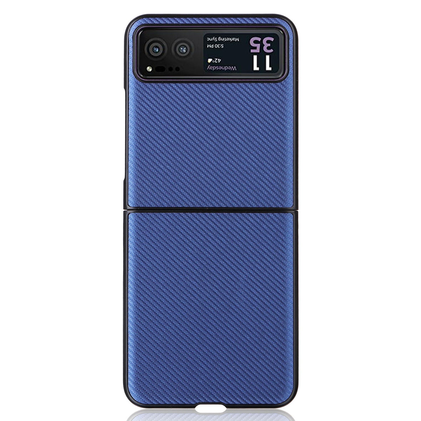 Uniqkart for Motorola Razr 40 5G PU Leather Coated PC Anti-Scratch Phone Case Carbon Fiber Texture Back Cover - Blue