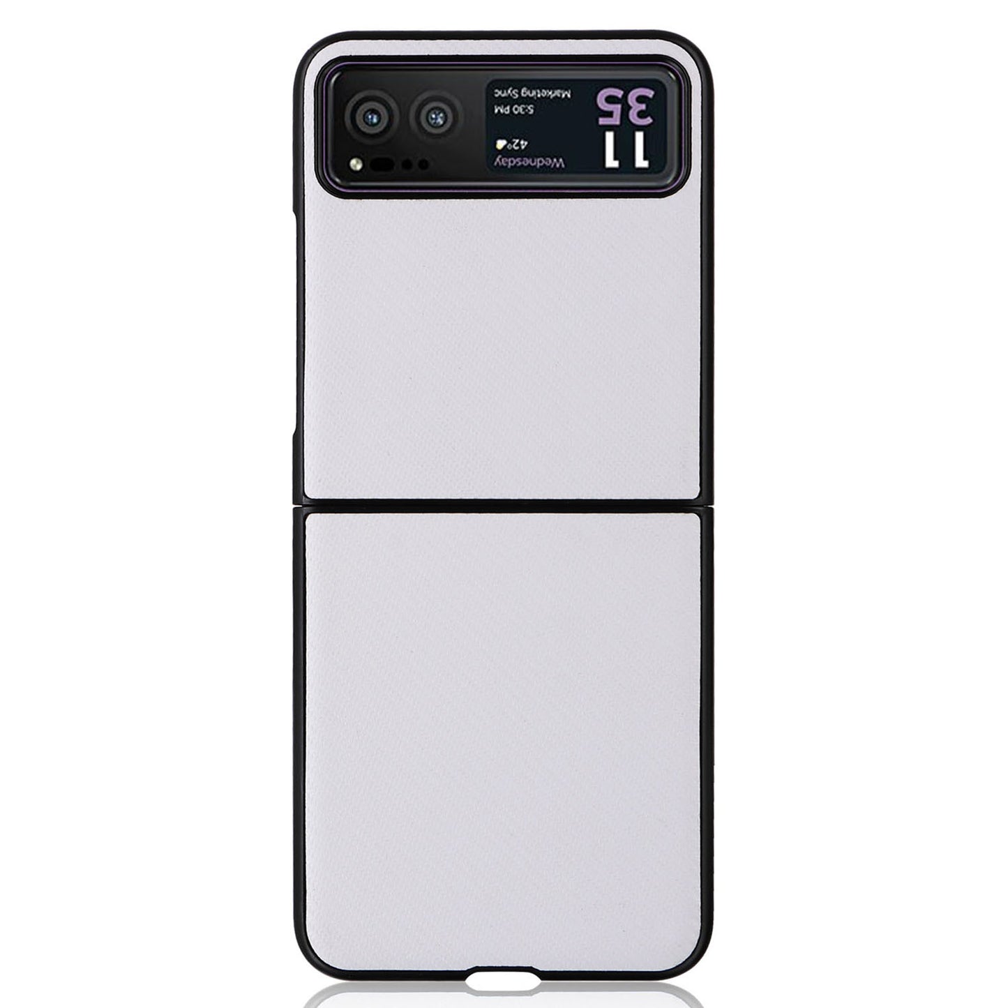 Uniqkart for Motorola Razr 40 5G PU Leather Coated PC Anti-Scratch Phone Case Carbon Fiber Texture Back Cover - White