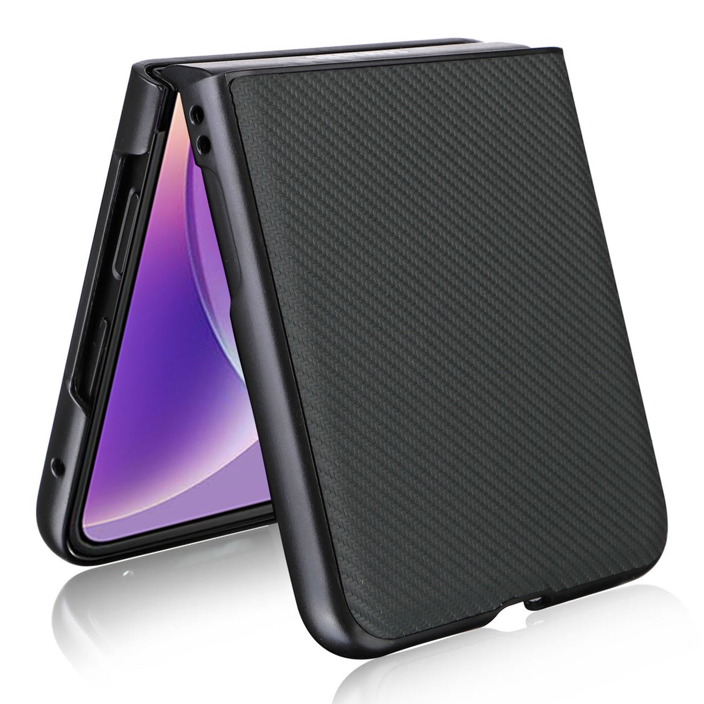 Uniqkart for Motorola Razr 40 5G PU Leather Coated PC Anti-Scratch Phone Case Carbon Fiber Texture Back Cover - Green