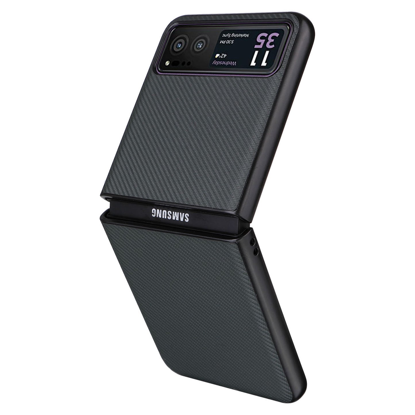 Uniqkart for Motorola Razr 40 5G PU Leather Coated PC Anti-Scratch Phone Case Carbon Fiber Texture Back Cover - Green