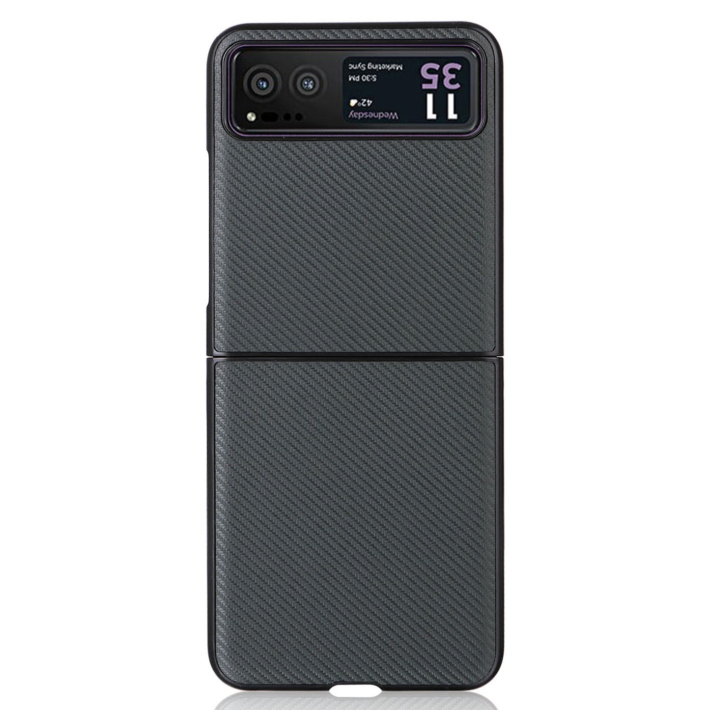 Uniqkart for Motorola Razr 40 5G PU Leather Coated PC Anti-Scratch Phone Case Carbon Fiber Texture Back Cover - Green