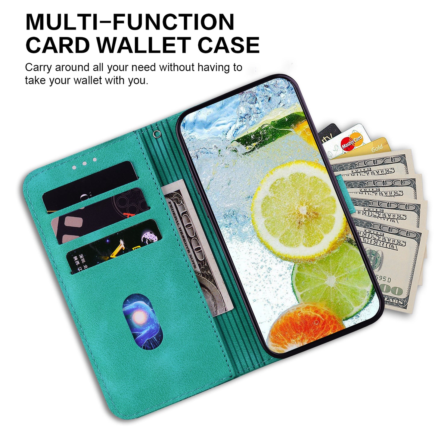For OnePlus 11 5G Slim-Fit Leather Phone Shell Double 8-Shape Imprinted Cover Wallet Stand Case - Green