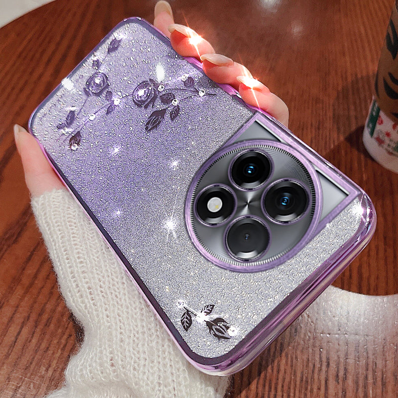 KADEM For OnePlus 11R 5G / Ace 2 5G Strap Design Glitter Rhinestone Decor Flower TPU Back Case Anti-scratch Phone Shell - Blue