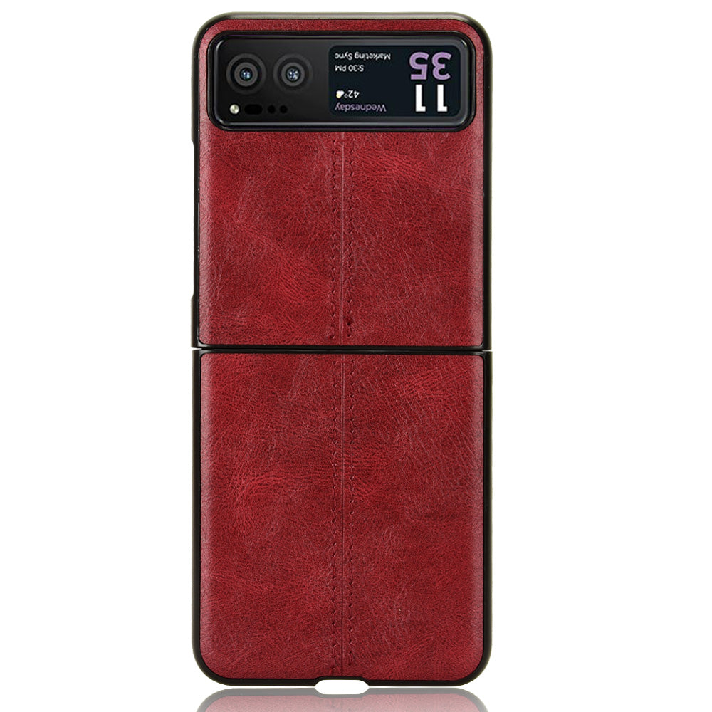 Uniqkart for Motorola Razr 40 5G Stitching Line Back Cover PU Leather + Hard PC Protective Phone Case - Red