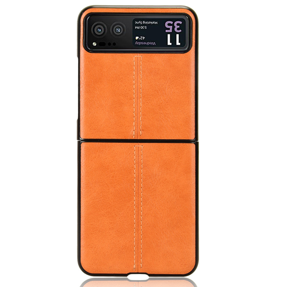 Uniqkart for Motorola Razr 40 5G Stitching Line Back Cover PU Leather + Hard PC Protective Phone Case - Orange