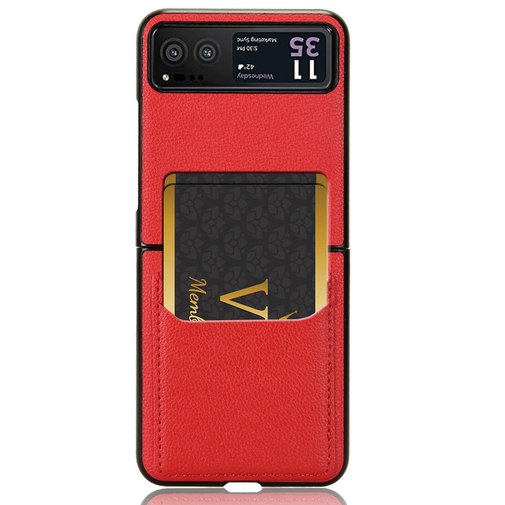Uniqkart for Motorola Razr 40 5G PU Leather+PC Card Slot Cover Litchi Texture Shockproof Phone Case - Red