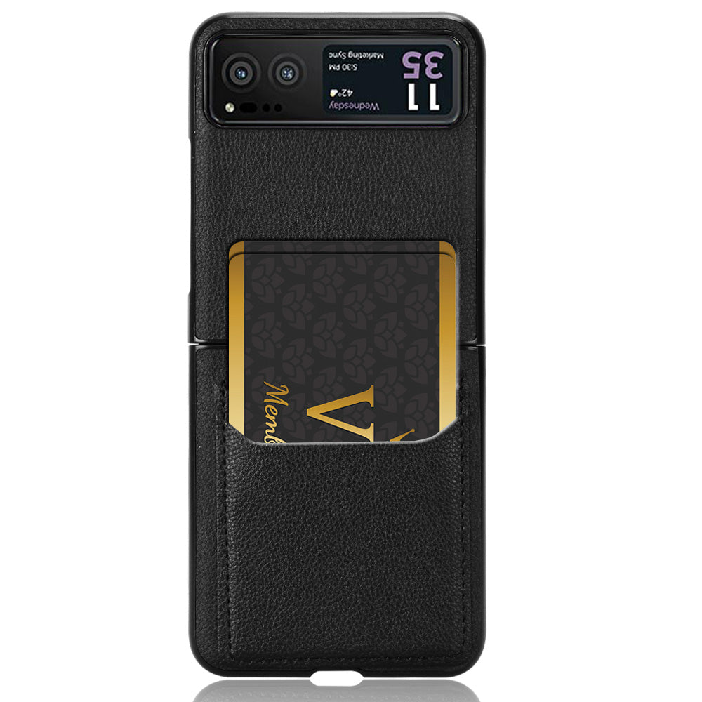 Uniqkart for Motorola Razr 40 5G PU Leather+PC Card Slot Cover Litchi Texture Shockproof Phone Case - Black