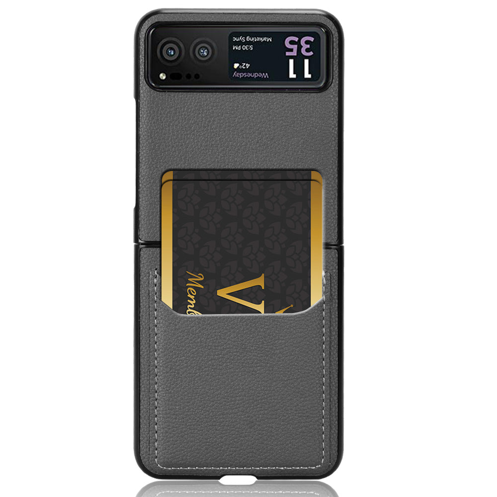 Uniqkart for Motorola Razr 40 5G PU Leather+PC Card Slot Cover Litchi Texture Shockproof Phone Case - Grey
