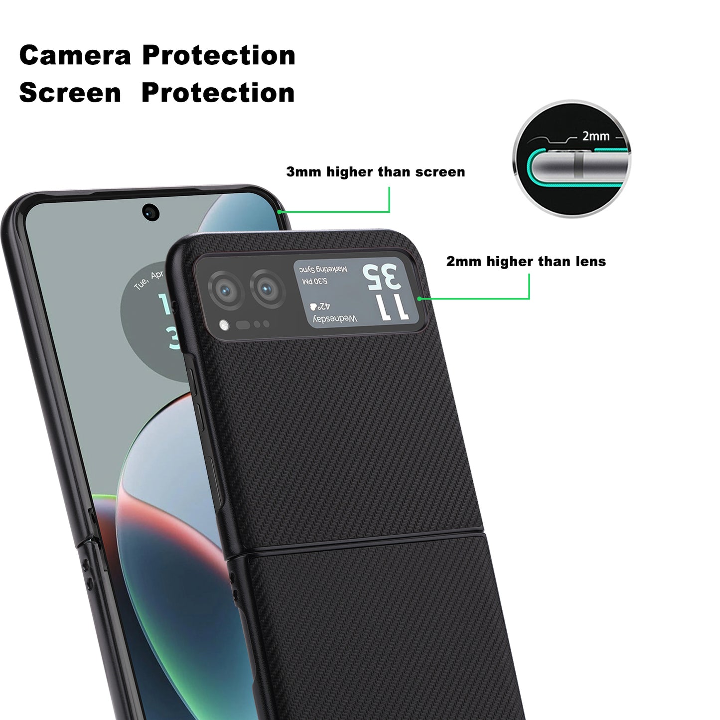 Vili TC Series for Motorola Razr 40 5G PU Leather Coated PC+TPU Hybrid Cover Folding Phone Case