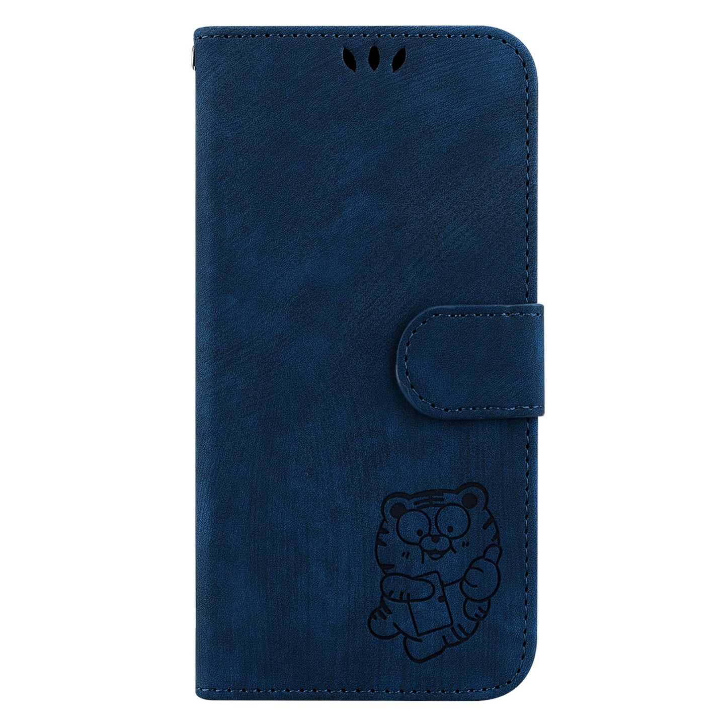 For OnePlus 11 5G PU Leather Folio Flip Case Tiger Pattern Imprinted Stand Wallet Phone Cover - Dark Blue