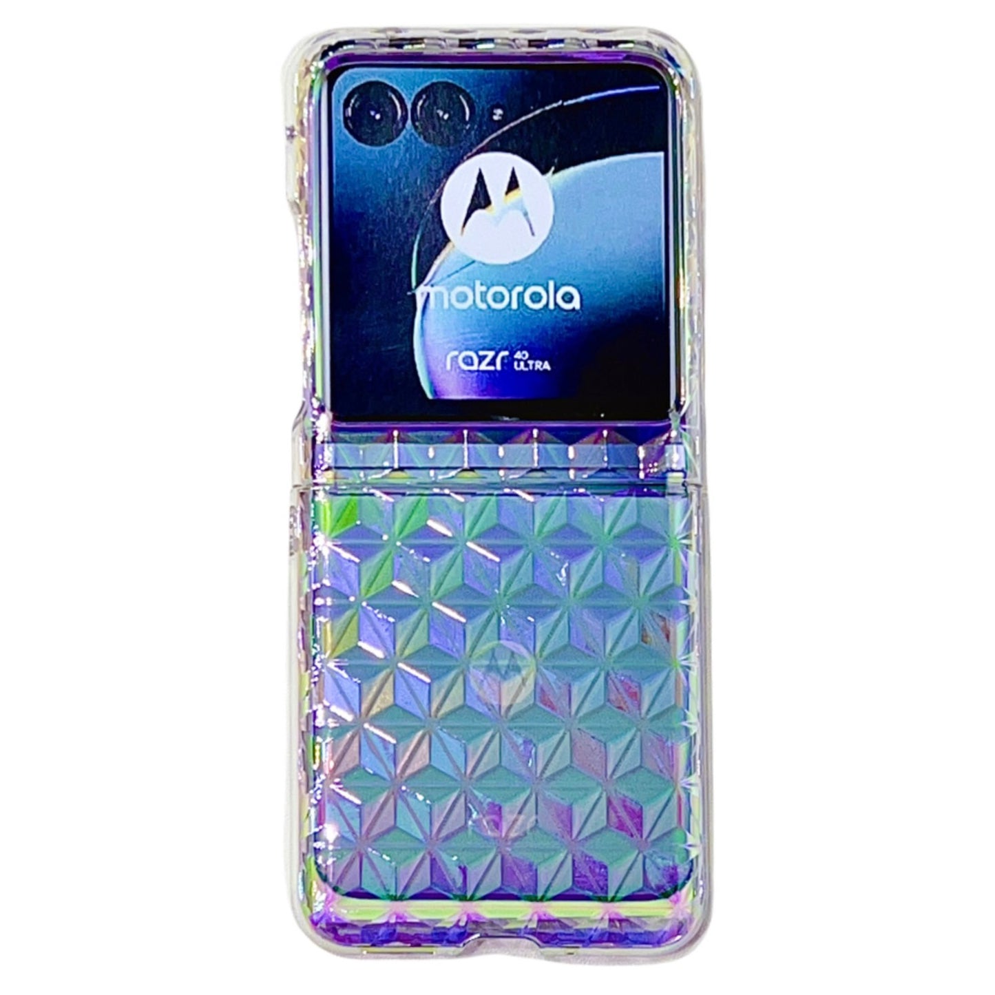 Hard PC Folding Phone Case for Motorola Razr 40 Ultra 5G , Diamond Texture Electroplating Phone Cover - Purple