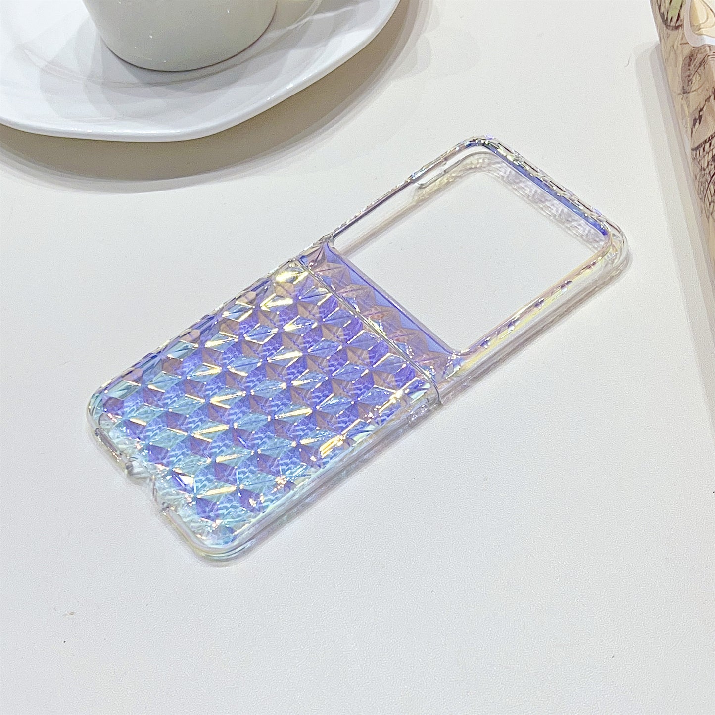 Hard PC Folding Phone Case for Motorola Razr 40 Ultra 5G , Diamond Texture Electroplating Phone Cover - Purple