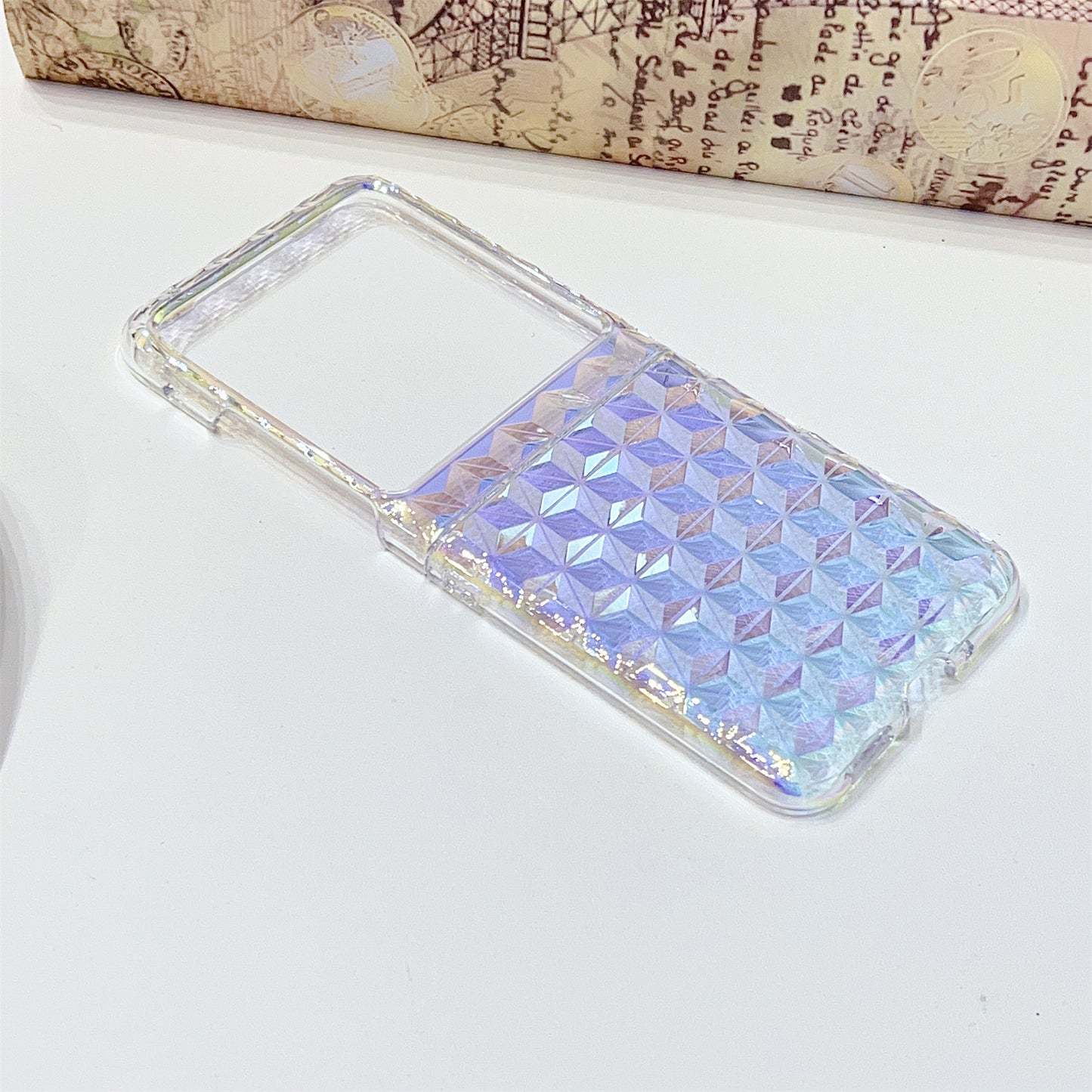 Hard PC Folding Phone Case for Motorola Razr 40 Ultra 5G , Diamond Texture Electroplating Phone Cover - Purple