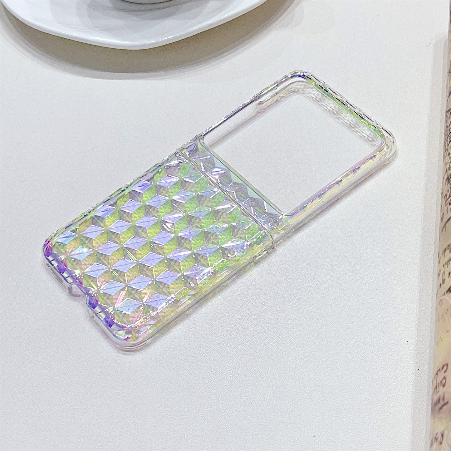 Hard PC Folding Phone Case for Motorola Razr 40 Ultra 5G , Diamond Texture Electroplating Phone Cover - Green
