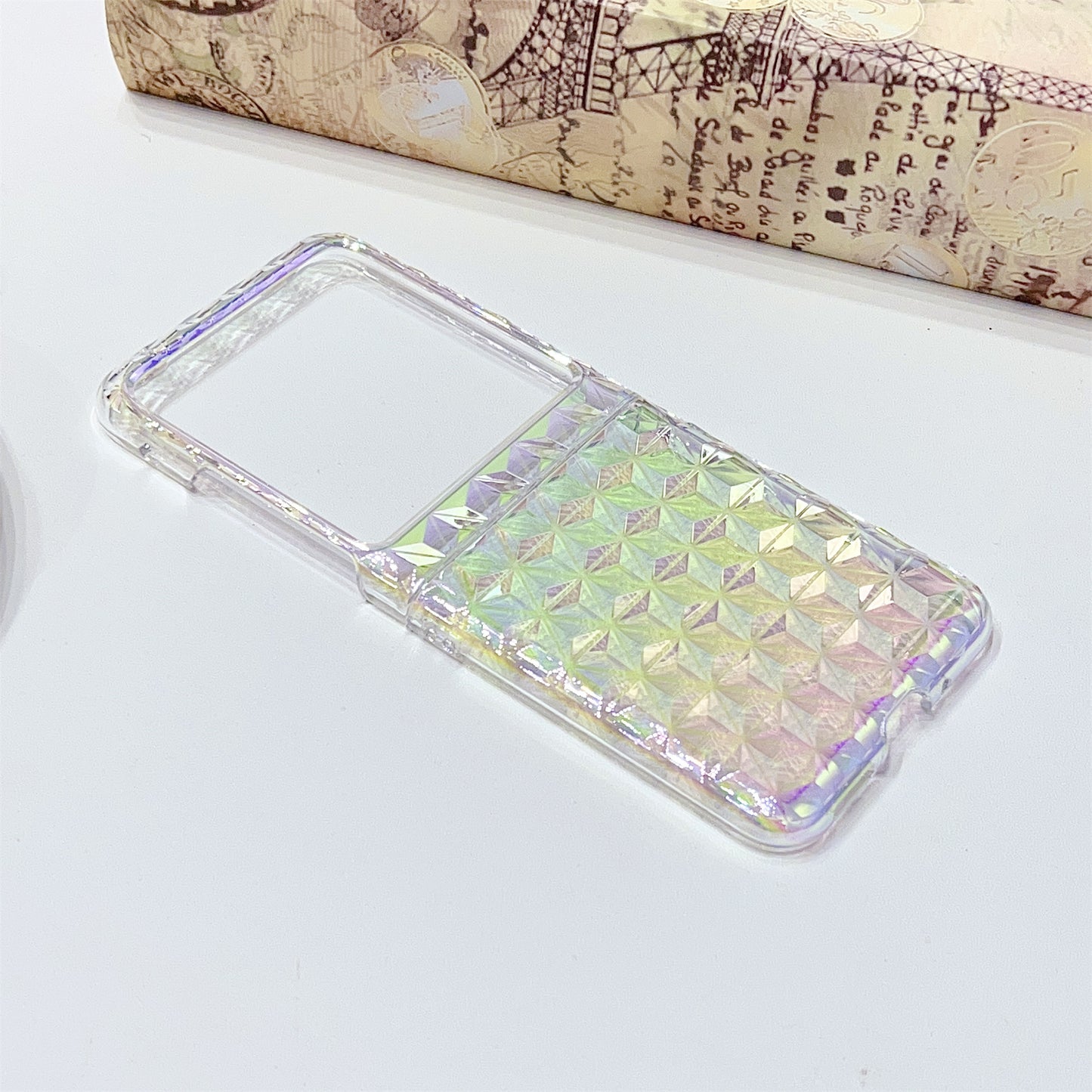 Hard PC Folding Phone Case for Motorola Razr 40 Ultra 5G , Diamond Texture Electroplating Phone Cover - Green